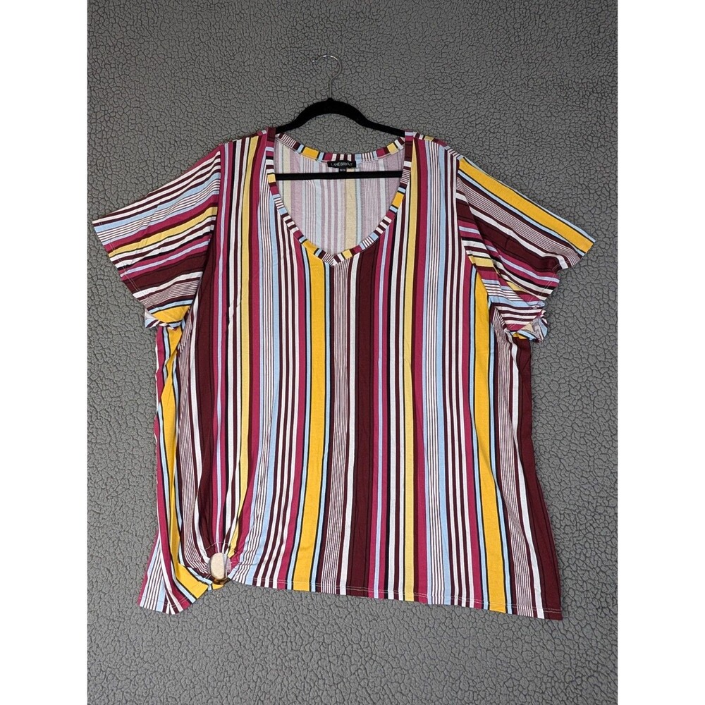 Lane Bryant Plus Striped V-Neck Short Sleeve Tunic Top Blouse 26/28 Multicolored